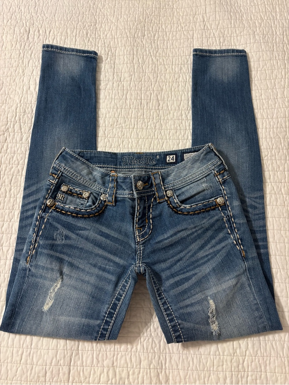 Miss Me Blue Washed Slim Skinny Jeans